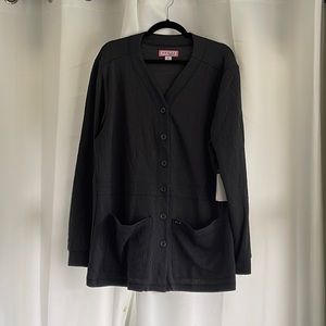 Koi scrub cardigan in charcoal size XL